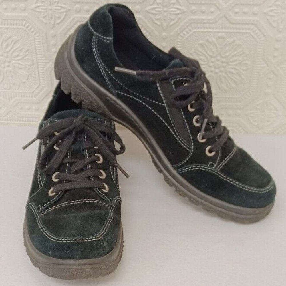 Ara Black Faux Suede Gore-Tex Lace Up Sneaker Non-Slip Tread Flats Size 7
